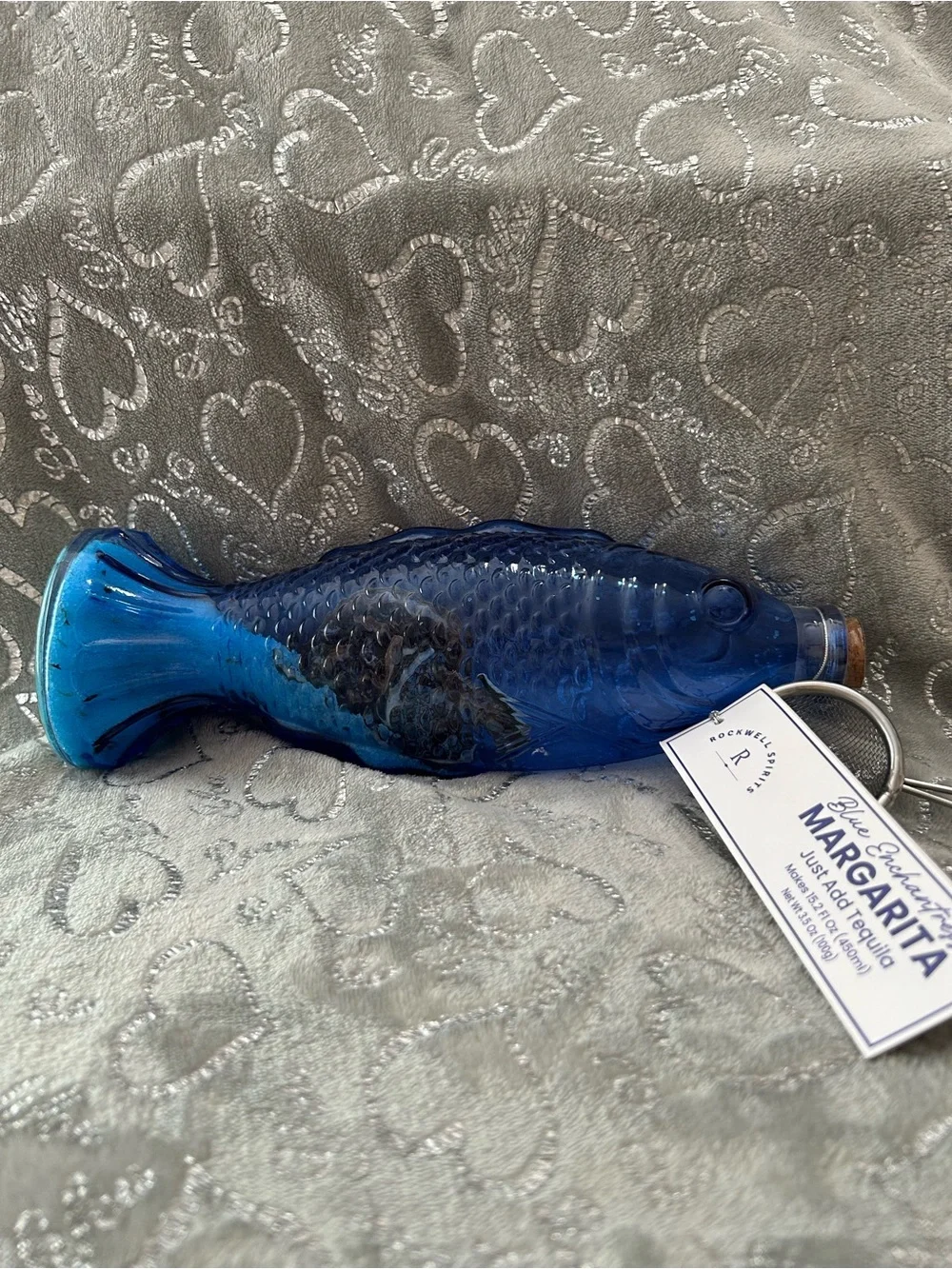 NWT Rockwell Spirits, 15.2f Blue Enchantress, Fish-Shaped Margarita Mixer Bottle